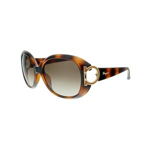 Salvatore Ferragamo Sf668s 2105 Women's Oval Sunglasses Made in Italy Tortoise